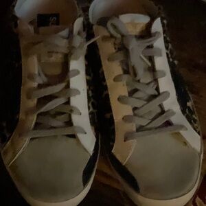 Golden Goose Super-Star Leopard Print Genuine Calf Hair Sneaker Womens